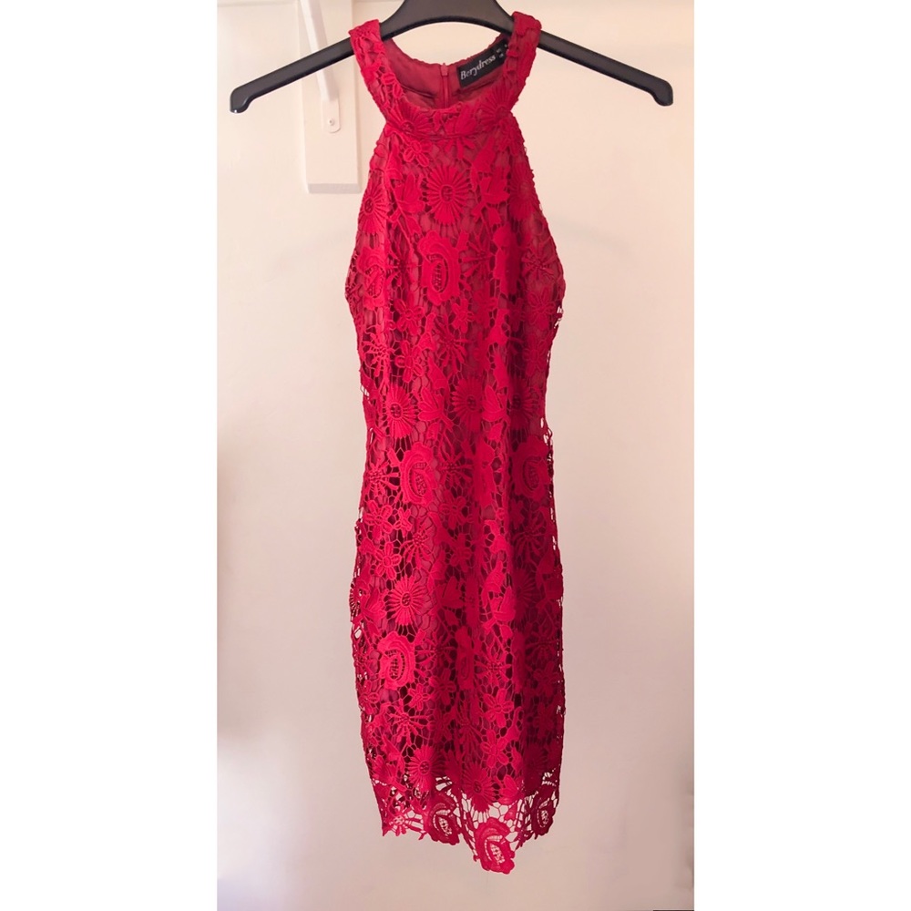 High neck lace dress